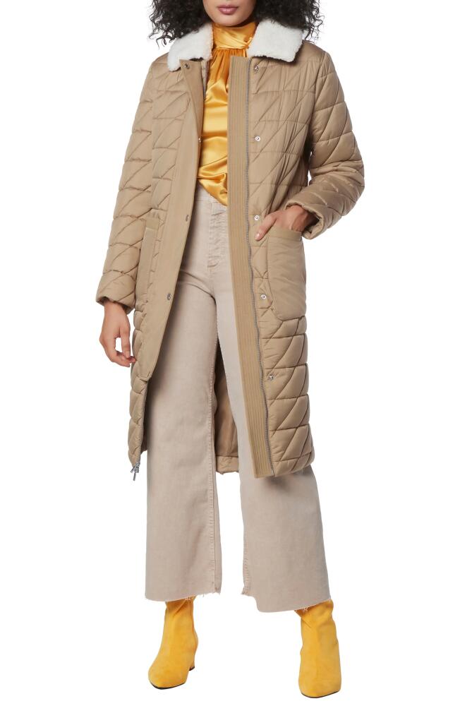 Andrew Marc Maxine Quilted Coat with Faux Shearling Collar in Khaki Cover