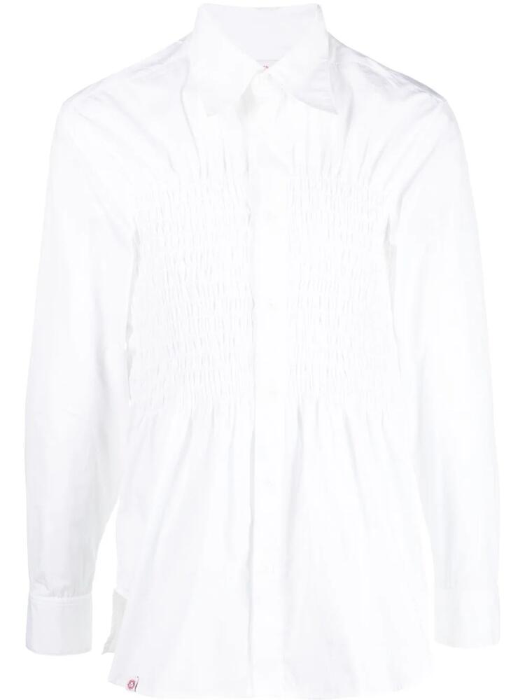 Charles Jeffrey Loverboy smocking stitch long-sleeve shirt - White Cover