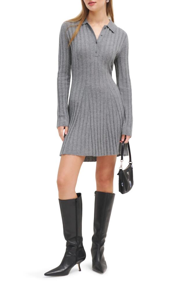 Reformation Walsh Rib Collar Long Sleeve Recycled Cashmere Blend Sweater Dress in Husky Cover