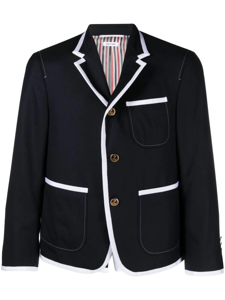 Thom Browne contrasting-trim single-breasted blazer - Blue Cover