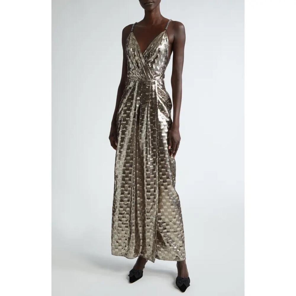 Johanna Ortiz Henna Night Check Silk Blend Maxi Dress in Henna Meets The Tropics/Black Cover