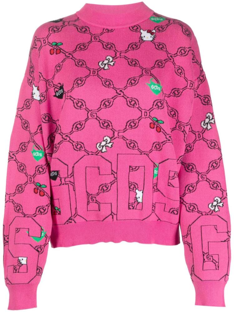 GCDS x Hello Kitty patterned-intarsia-knit sweatshirt - Pink Cover