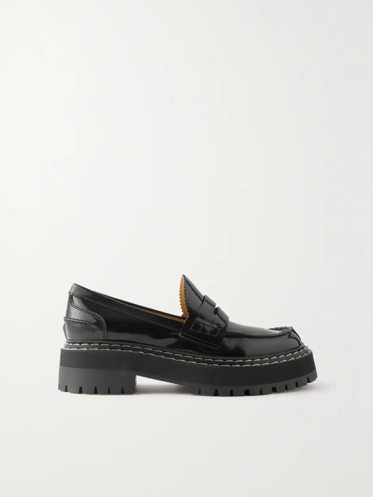 Proenza Schouler - Lug Sole Glossed-leather Platform Loafers - Black Cover