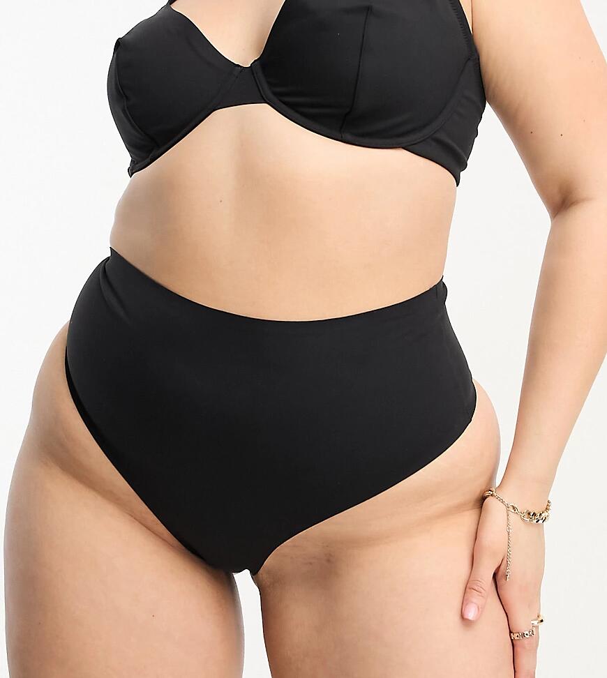 ASOS DESIGN Curve Marina smoothing high waist thong in black Cover