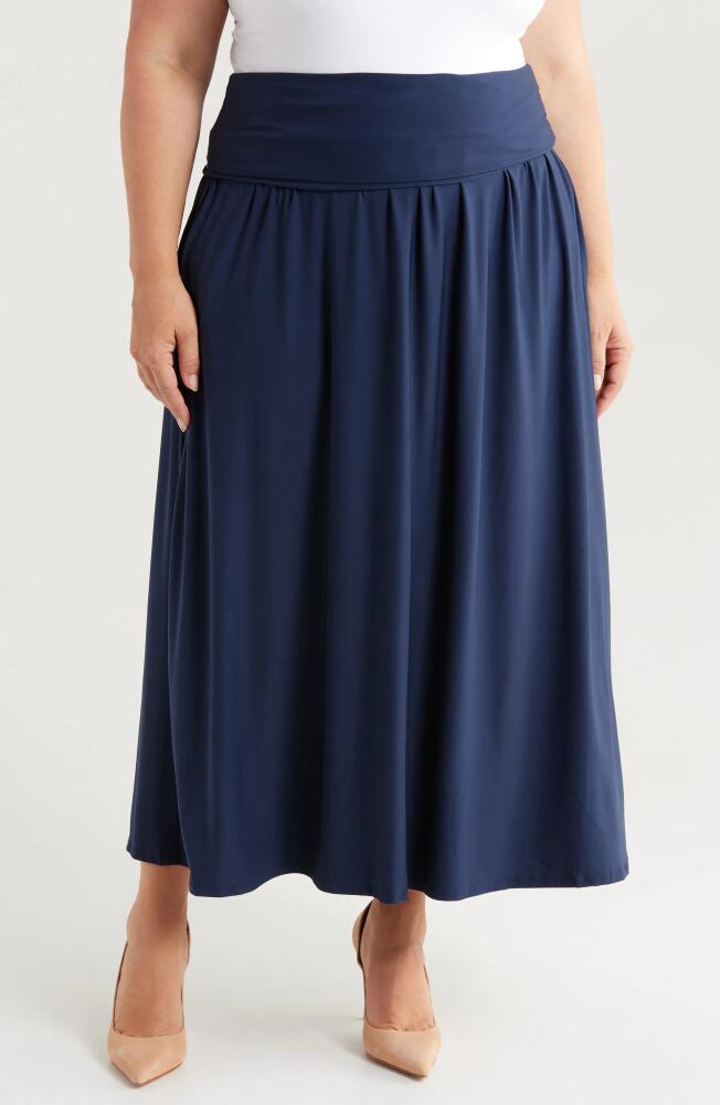 24seven Comfort Apparel Foldover Maxi Skirt in Navy Cover