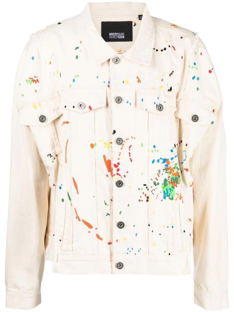 Mostly Heard Rarely Seen paint-embroidered denim jacket - Neutrals Cover