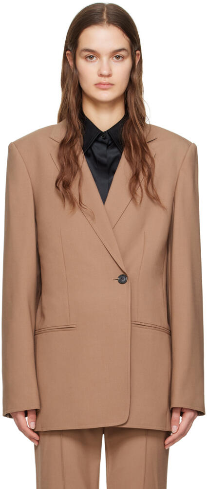 Helmut Lang Brown Single-Double Breasted Blazer Cover