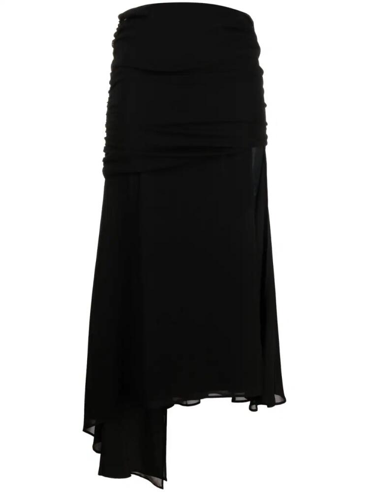 THE ANDAMANE asymmetric draped midi skirt - Black Cover