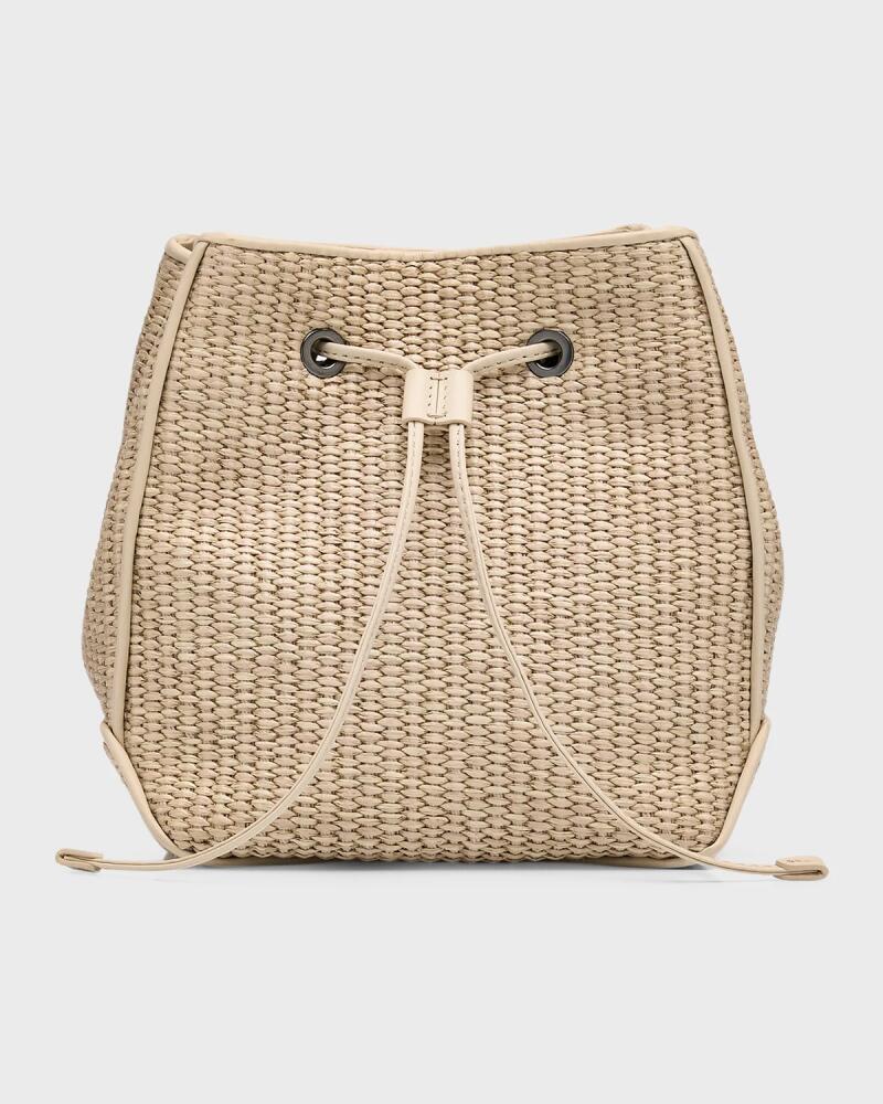 Brunello Cucinelli Small Drawstring Raffia Bucket Bag Cover