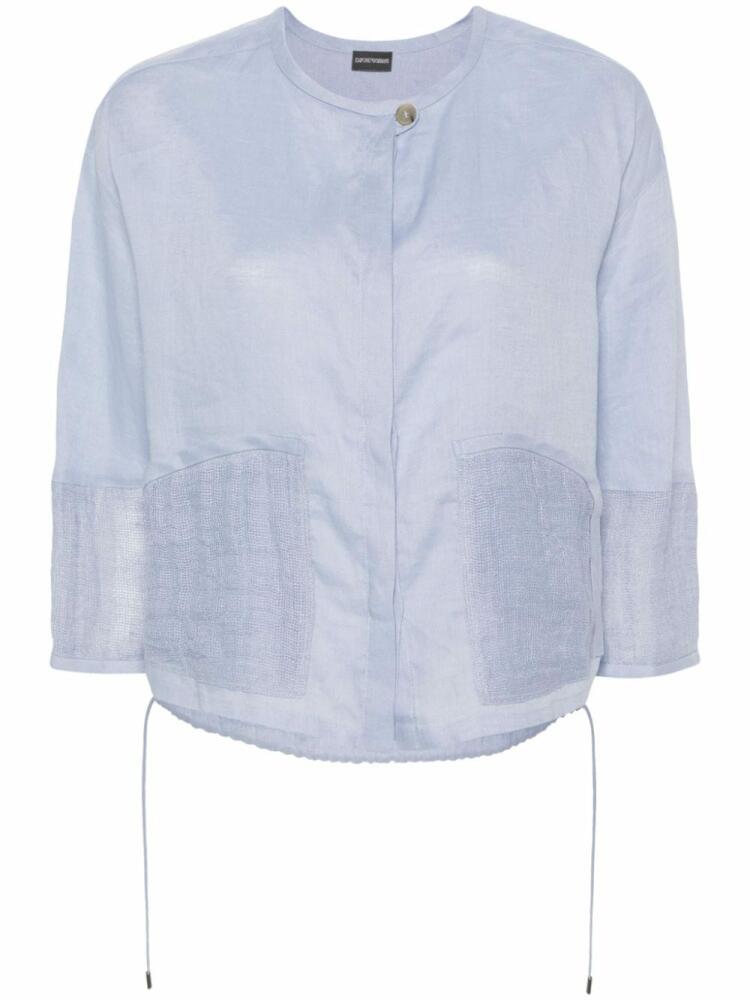 Emporio Armani semi-sheer linen blouse - Blue Cover