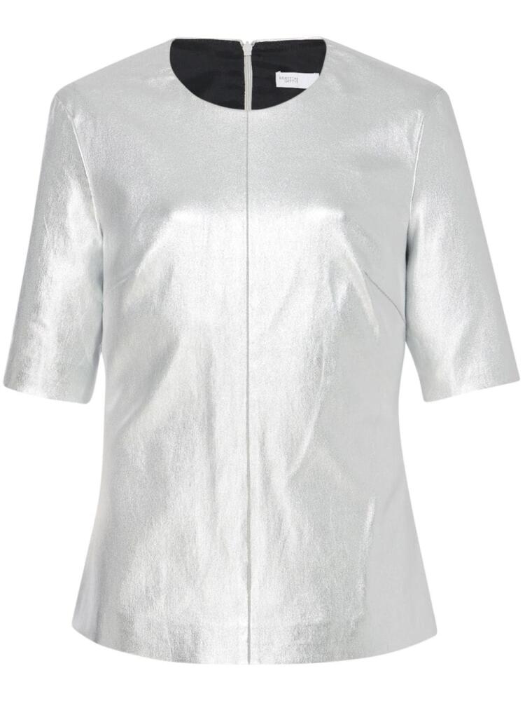 Rosetta Getty leather laminated T-shirt - Silver Cover