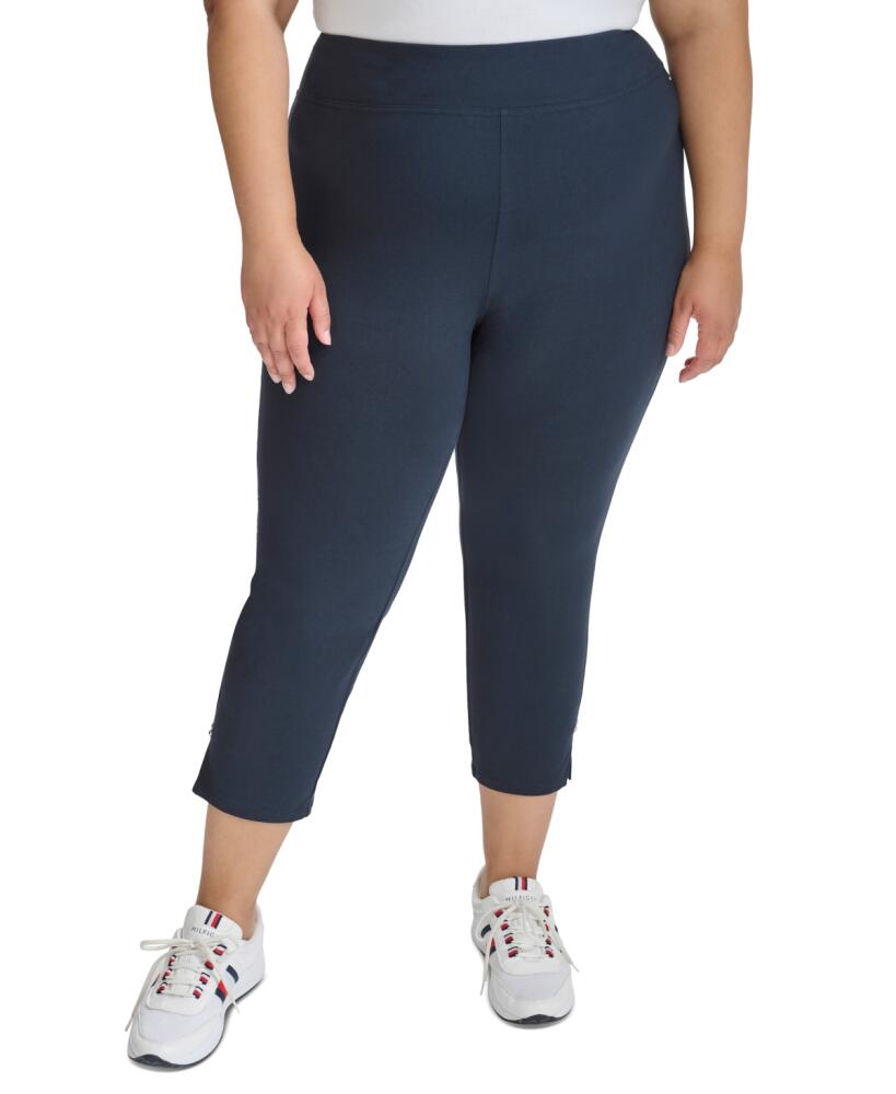 Tommy Hilfiger Plus Size Side-Slit High-Rise Leggings - Sky Captain Cover