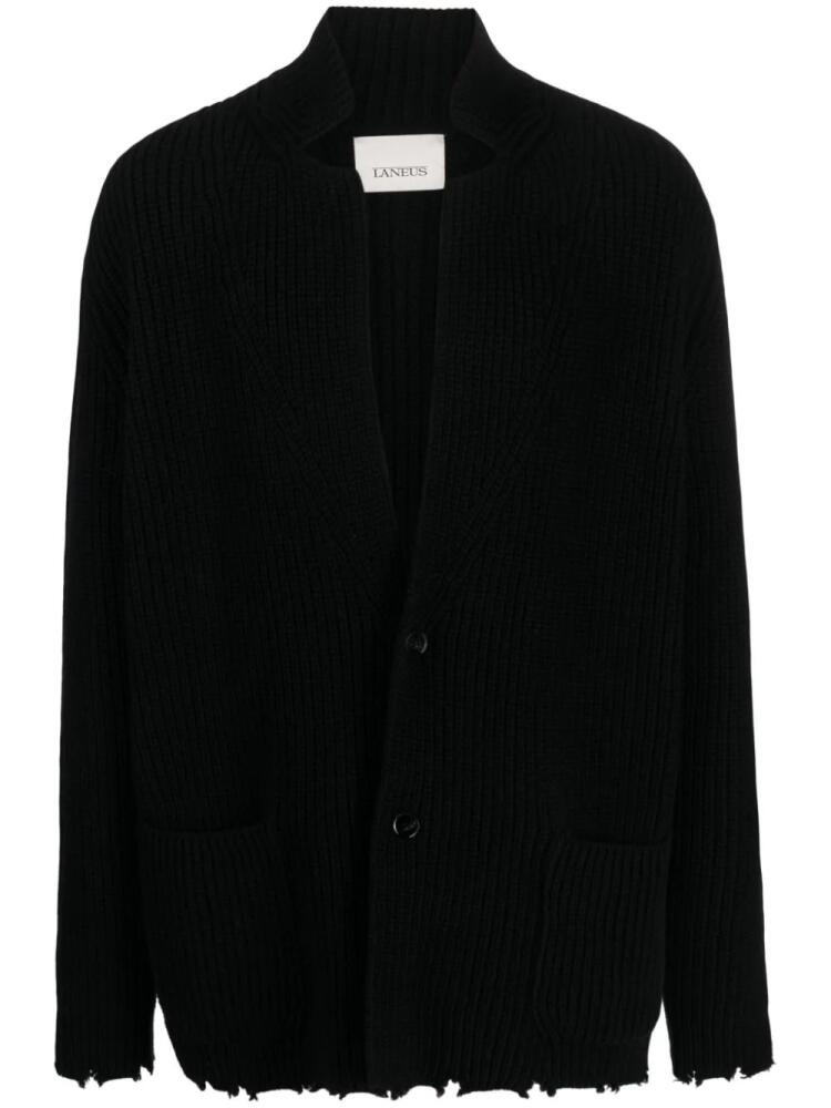 Laneus distressed-effect wool cardigan - Black Cover