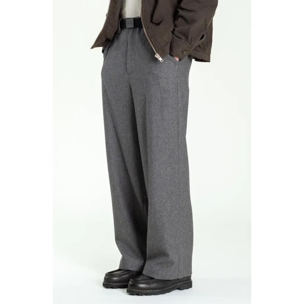 STAN RAY Cotton Straight Leg Pants in Charcoal Wool Cover