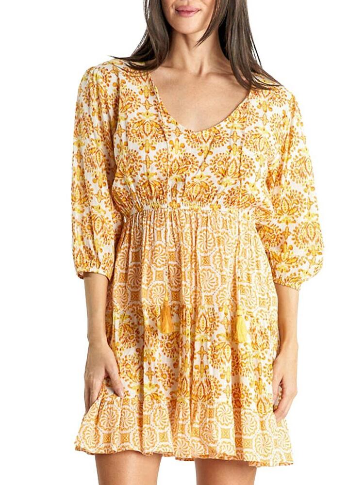 La Moda Clothing Women's Tassel Cinch Mini Day Dress - Yellow Cover