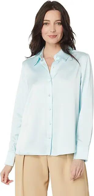 Vince Camuto Long Sleeve Collard Button-Down (Sea Breeze) Women's Clothing Cover