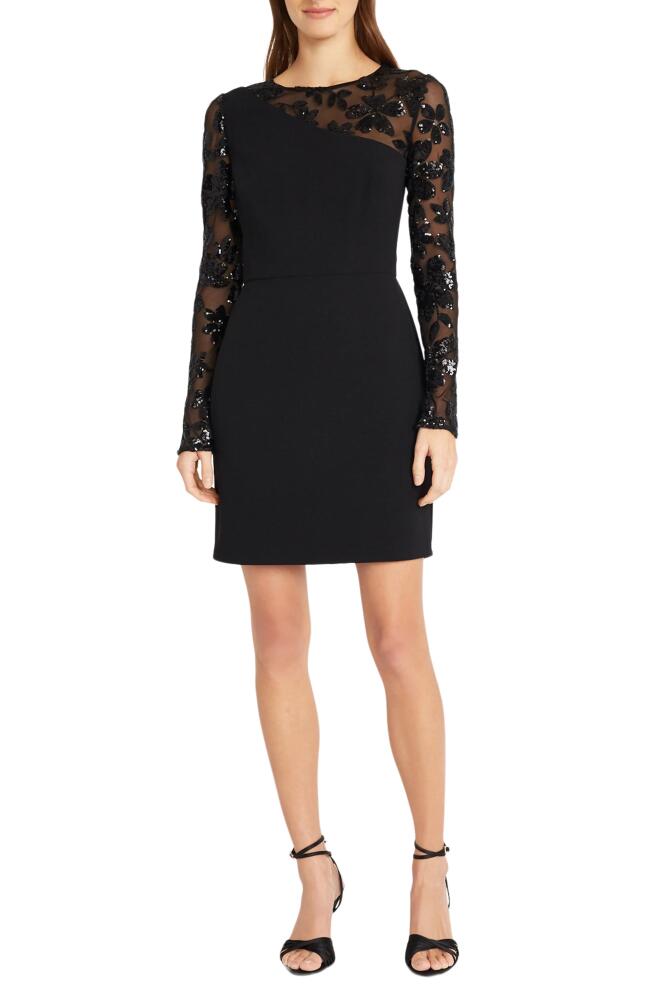 DONNA MORGAN FOR MAGGY Floral Sequin Long Sleeve Cocktail Minidress in Black Cover