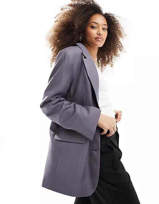 Bershka mansy oversized blazer in gray Cover