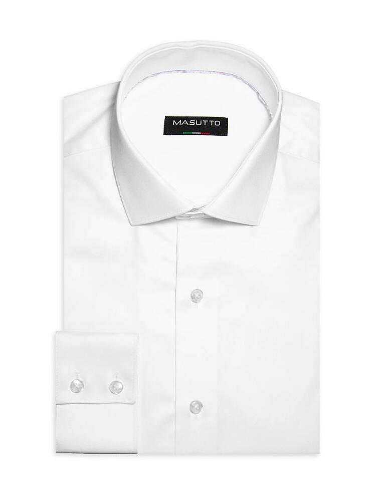 Masutto Men's Classic Fit Solid Dress Shirt - White Cover