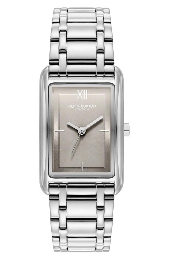 Olivia Burton Grove Rectangular Bracelet Watch, 23mm in Silver/Earl Grey Cover