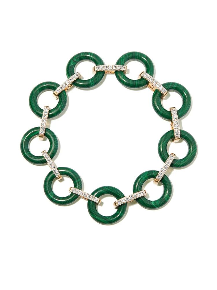 Mateo 14kt yellow gold malachite and diamond bracelet Cover