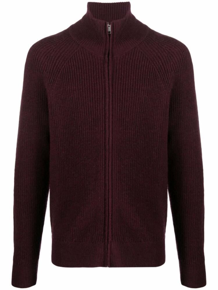 MARANT ribbed-knit merino wool cardigan - Red Cover