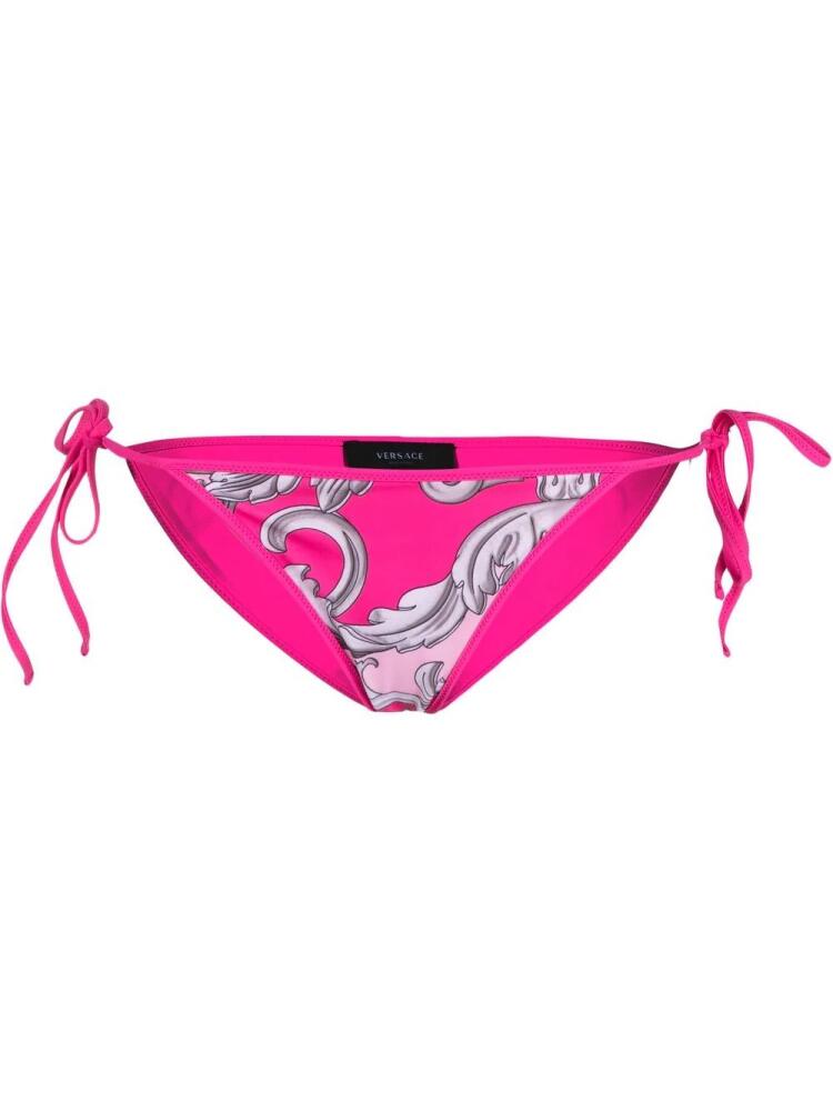 Versace baroque pattern-print bikini bottoms - Pink Cover