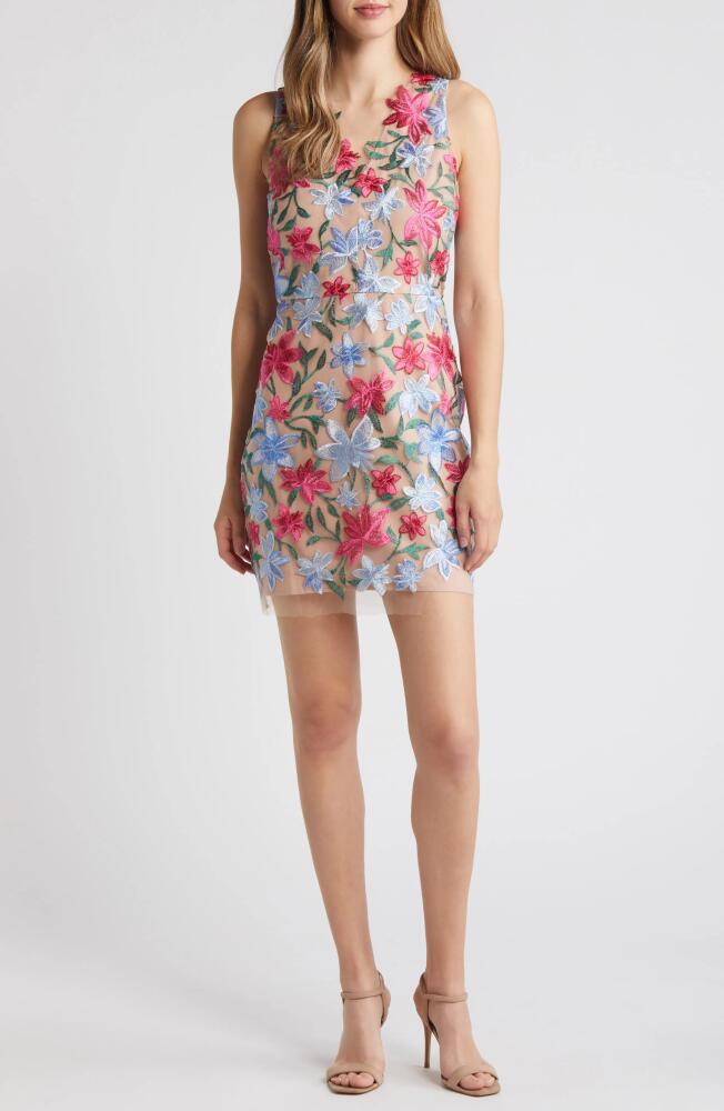 Sam Edelman Embroidered Floral Minidress in Pnk/Blue Cover