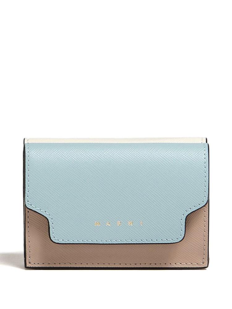 Marni logo lettering foldover wallet - Blue Cover