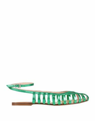 Anna F. Woman Ballet flats Green Soft Leather Cover