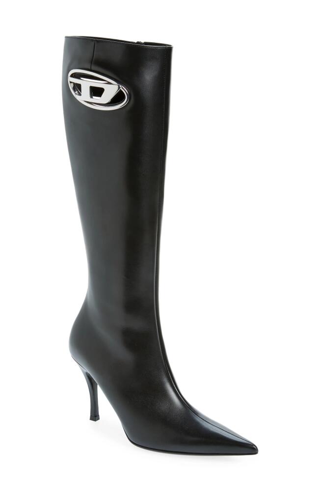 DIESEL Pointed Toe Knee High Boot in Black Cover