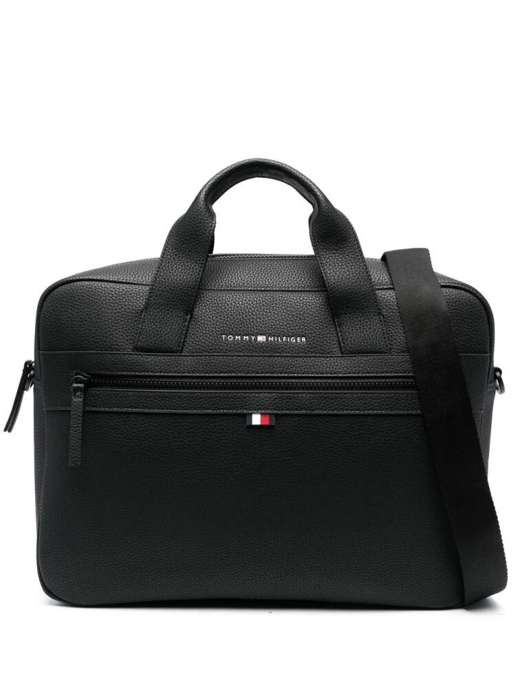 Tommy Hilfiger logo-plaque laptop bag - Black Cover