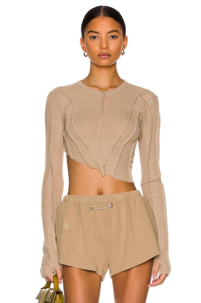 SAMI MIRO VINTAGE Asymmetric Long Sleeve Tee in Taupe Cover