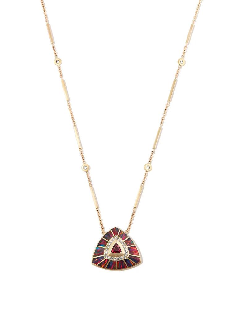 Jacquie Aiche 14kt yellow gold Vortex diamond and red tourmaline pendant necklace Cover