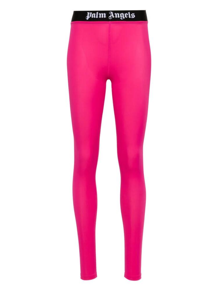 Palm Angels logo-intarsia performance leggings - Pink Cover