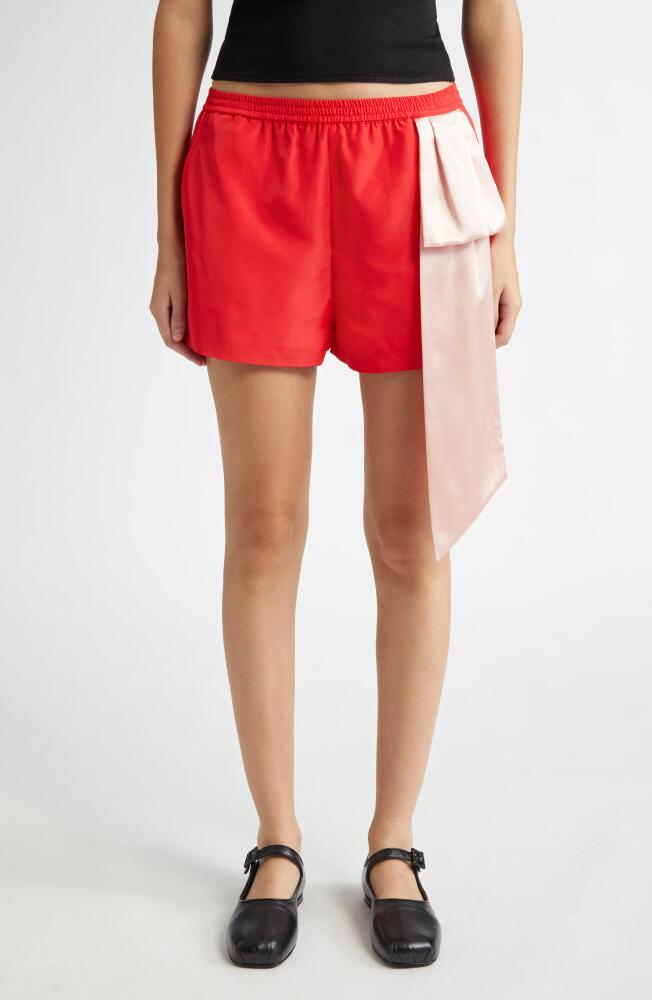 Sandy Liang Ambleside Ribbon Detail Taffeta Shorts in Red Cover