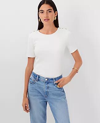 Ann Taylor Petite Shoulder Button Tee Cover