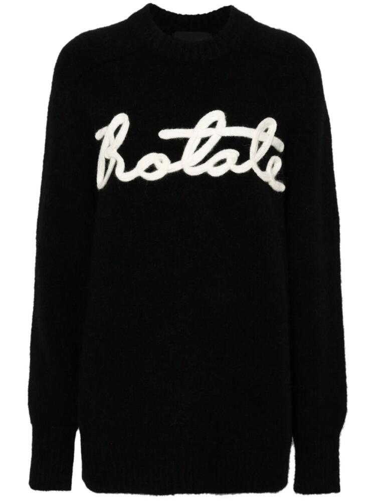 ROTATE BIRGER CHRISTENSEN logo-appliqué brushed-knit jumper - Black Cover