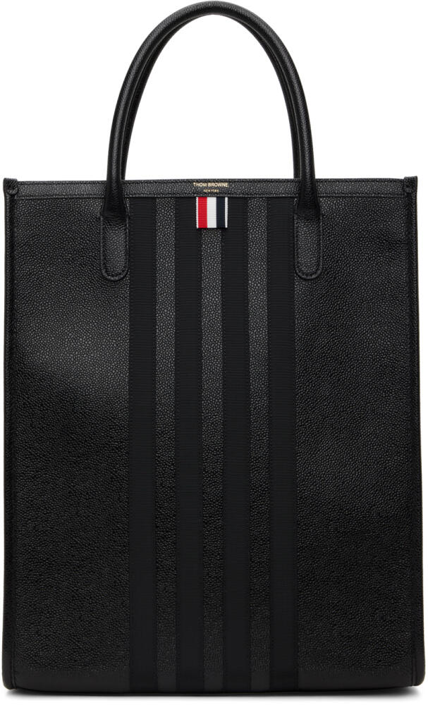 Thom Browne Black 4-Bar Leather Tote Cover