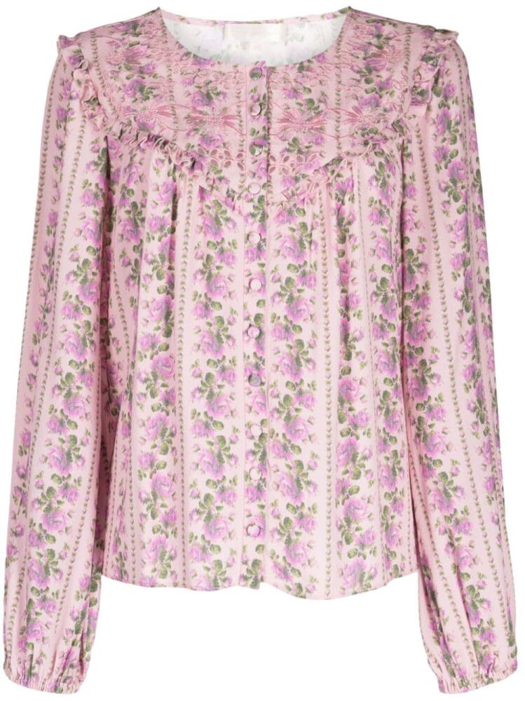 LoveShackFancy Sanderson floral-print blouse - Pink Cover