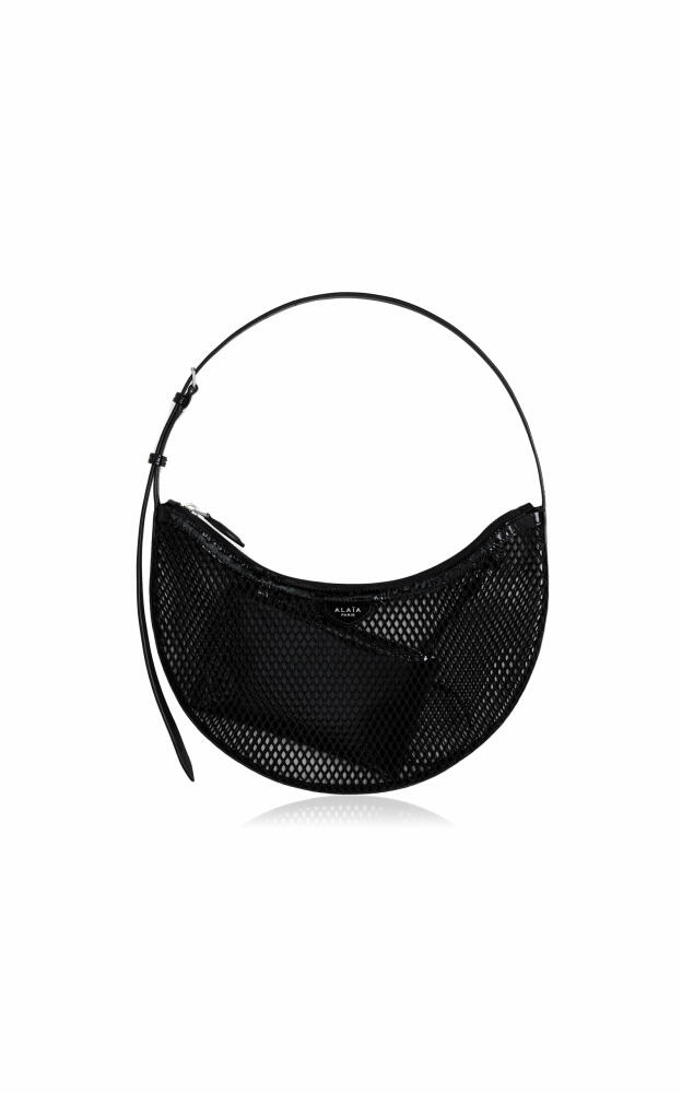 ALAA - One Piece Demi Leather-Trimmed Mesh Shoulder Bag - Black Cover