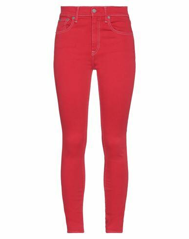 Polo Ralph Lauren Woman Jeans Red Cotton, Elastane, Elastomultiester Cover