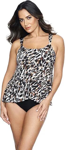 Miraclesuit Fur Realz Dazzle Tankini Top (Brown Multi) Women's Swimwear Cover