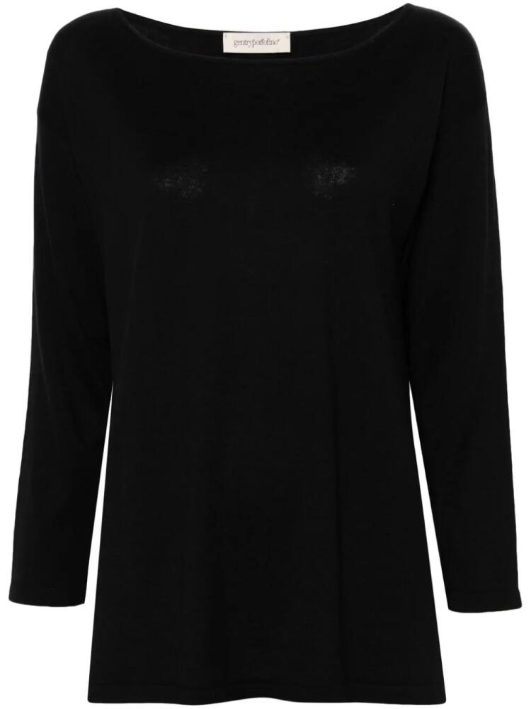 Gentry Portofino boat-neck fine-knit jumper - Black Cover