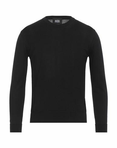 Alpha Studio Man Sweater Black Merino Wool Cover