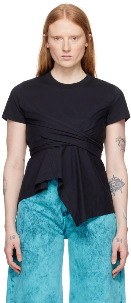 Marques Almeida Black Draped T-Shirt Cover