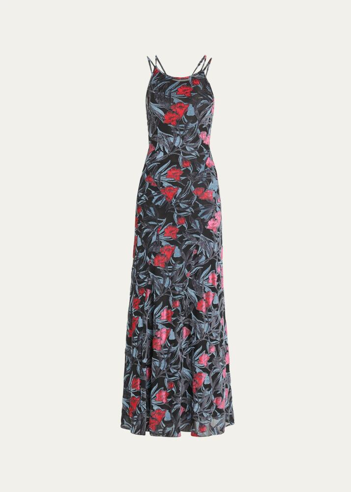 Giorgio Armani Tulle Jersey Floral Print Maxi Dress Cover