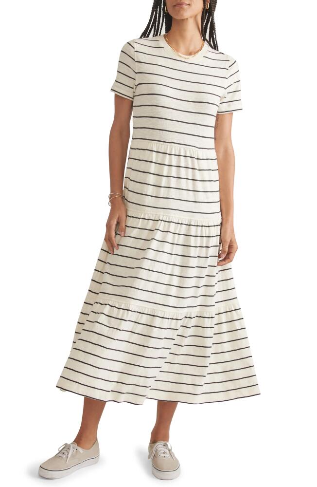 Marine Layer Stripe Tiered T-Shirt Dress in Antique White Cover