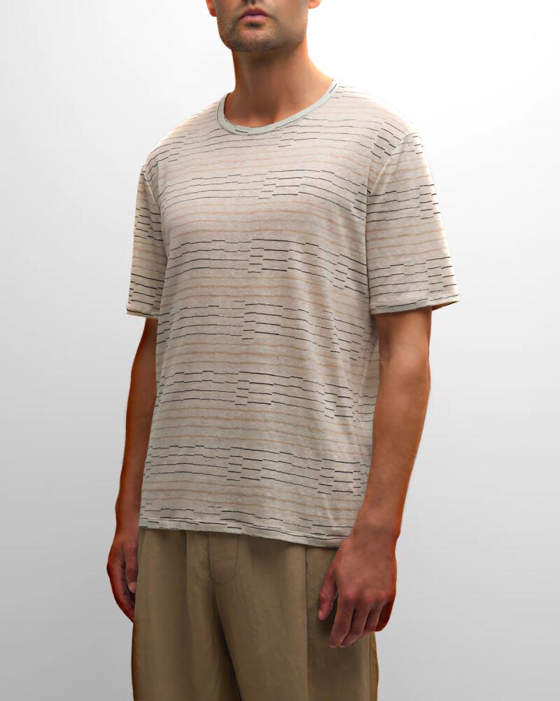 Giorgio Armani Men's Uneven Striped Linen T-Shirt Cover