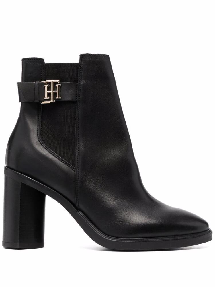 Tommy Hilfiger Monogram-Hardware leather ankle boots - Black Cover